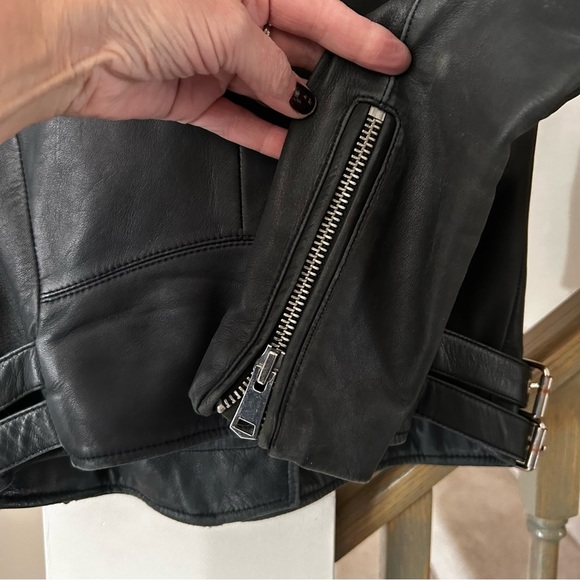 Reiss Black Leather Motorcycle Jacket Size Women's XS - Picture 14 of 16